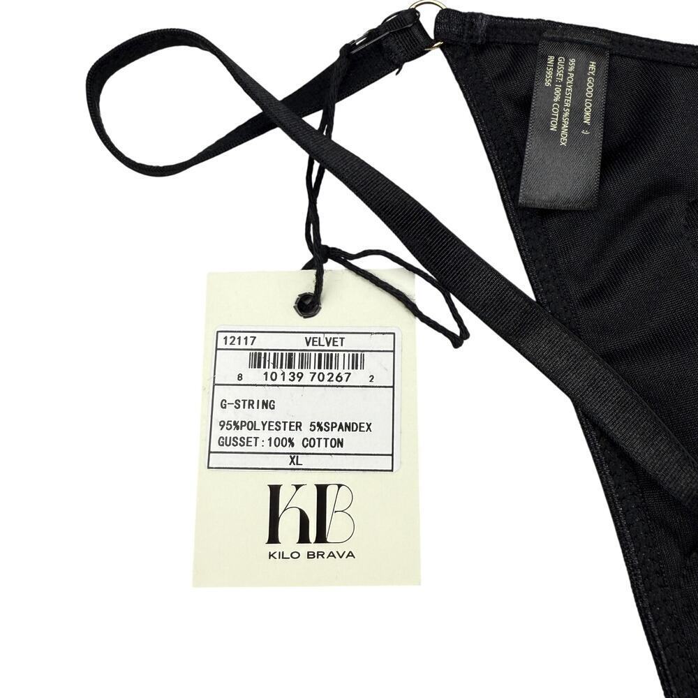 NWT KILO BRAVA Floral Crushed Velvet Low Rise G-String Sz XL - Picture 5 of 9